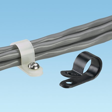 Panduit Cable Clamp, Nylon 6/6, 1 in Bundle Dia., Black, 1.45 in L, 100 PK CCH100-S10-C0